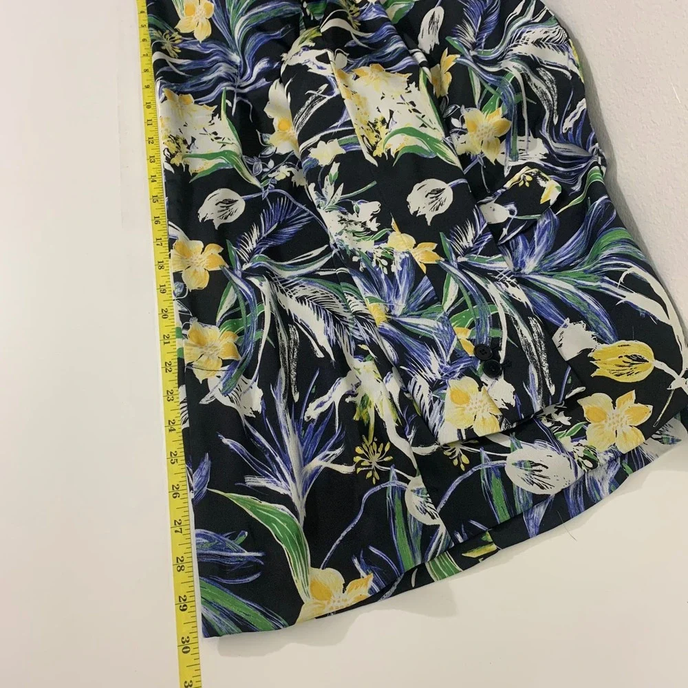 Zara Basic Womens M Tropical Floral Bloomcore Garden Blazer Black Yellow Green